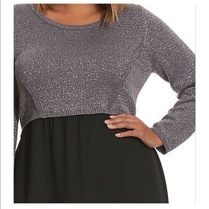 Sparkly Gray & Black Sweater Dress